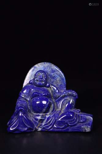 Chinese Lapiz Carved Buddha Pendent