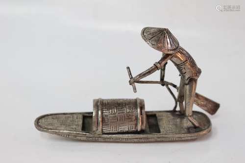 Chinese Silver Figural w Boat