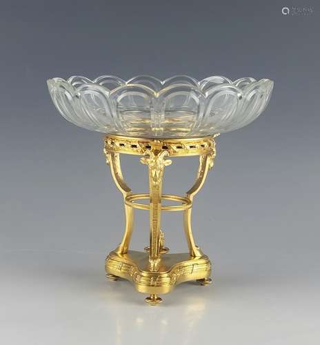 19C French Bronze Baccarrat Crystal Centerpiece