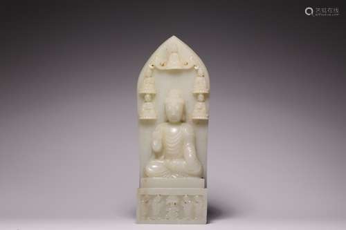 Chinese Hetian Jade Carved Buddha