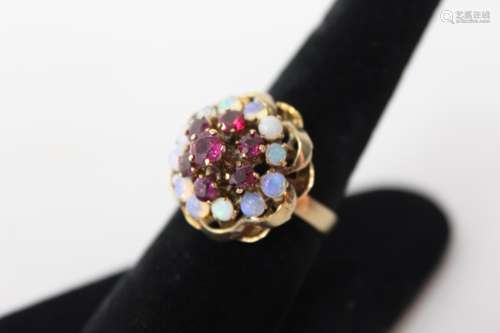 Opal and Ruby Women Ring w 18K