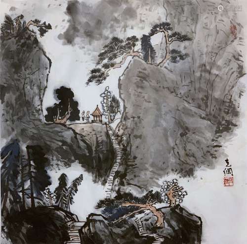 Chinese Ink Color Landscape Painting