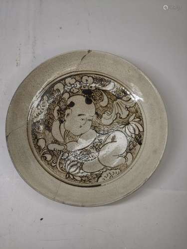 Chinese Cizhou Glazed Ceramic Plate