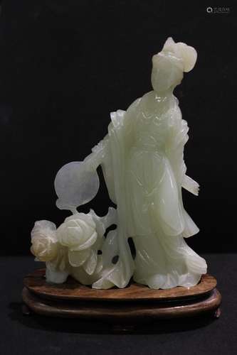 Chinese Jade Carved Beauty Lady