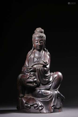 Chinese Wood Carved Guanyin Statue