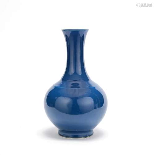A BLUE GLAZED BOTTLE VASE Guangxu mark and of the period