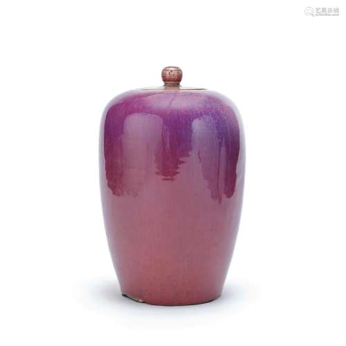 A FLAMBÉ GLAZED JAR AND COVER 19th century