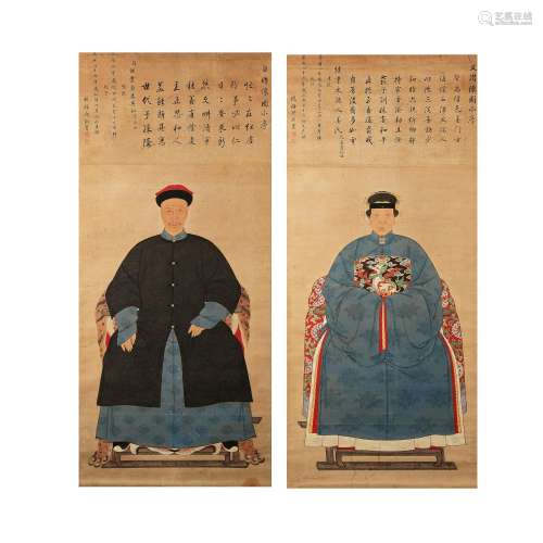 ANONYMOUS, LATE QING DYNASTY Two Ancestor Portraits (2)
