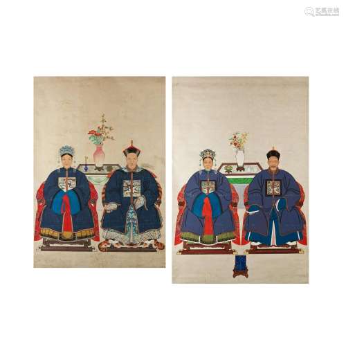 ANONYMOUS, LATE QING DYNASTY Two Ancestor Portraits (2)