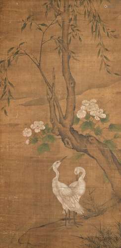 ANONYMOUS, 19TH CENTURY Egrets and Hibiscus