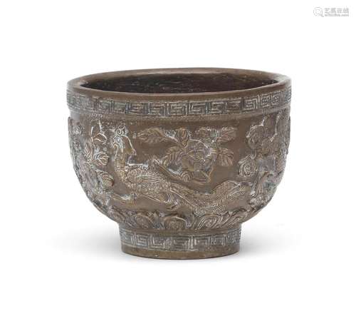 A BRONZE 'DRAGON AND PHOENIX' INCENSE BURNER Cast Xu...