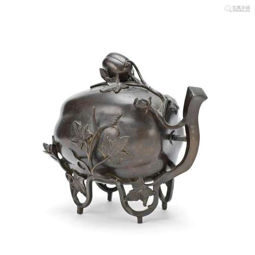 A GOURD-FORM INCENSE BURNER AND COVER Qing Dynasty