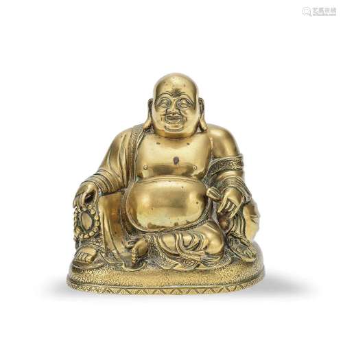 A GILT BRONZE FIGURE OF BUDAI Qing Dynasty