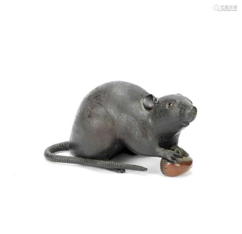 A BRONZE OKIMONO OF A RAT Meiji Period