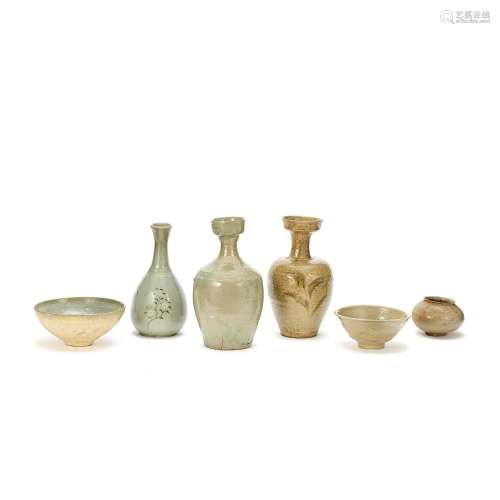 A COLLECTION OF SIX CELADON WARES Korea, Goryeo Dynasty, 13t...