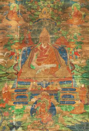 A LAMA TSONGKHAPA THANGKA Tibet, 19th century