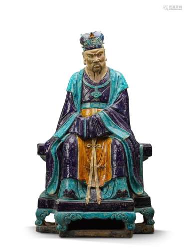 A large Fahua figure of a Daoist deity, Ming dynasty, 15th/1...