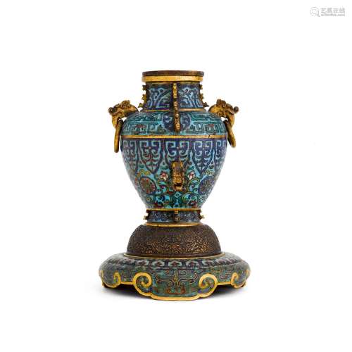 A cloisonné enamel vase and stand, Ming dynasty, 17th centur...