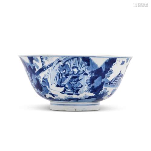 A blue and white 'figural' bowl, Mark and period of ...