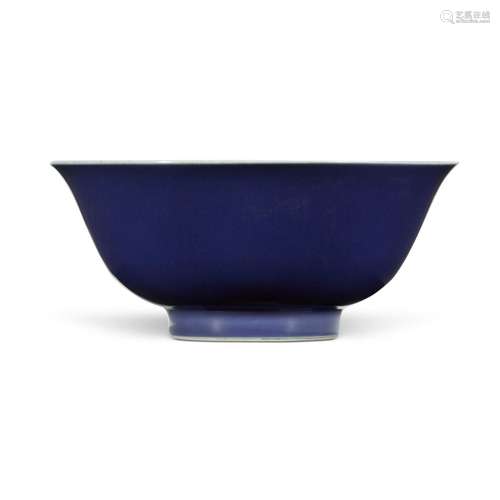 A blue-glazed bowl, Seal mark and period of Qianlong | 清乾隆...