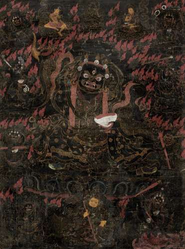A black-ground thangka Depicting Panjarnatha Mahakala, Diste...