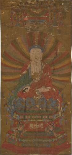 Anonymous, Buddha, Ming Dynasty, ink and colour on silk, fra...