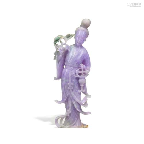 A lavender jadeite figure of a lady, 19th/20th century  |  十...