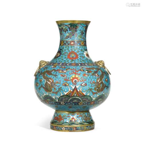 A large cloisonné enamel Hu-form vase, Ming dynasty, 17th ce...