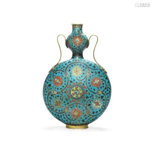 A cloisonné enamel moonflask, Late Ming dynasty  |  明末 掐絲...