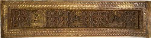 A rare and well carved gilt-wood Prajnaparamita sutra cover,...