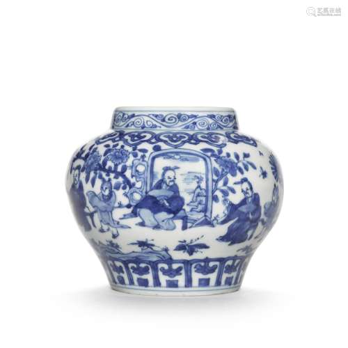 A blue and white 'figural' jar, Mark and period of W...