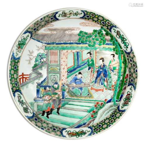 A famille-verte 'figural' dish, Qing dynasty, Kangxi...