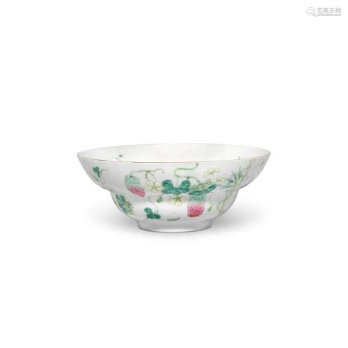 A famille-rose 'melon' bowl, Mark and period of Guan...