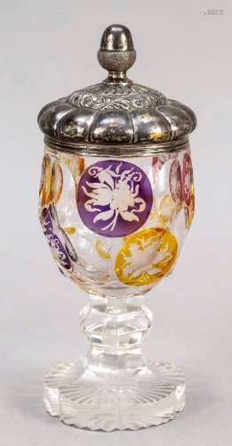 Goblet glass with silver lid, German