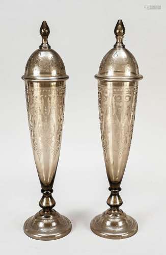 Pair of lidded vases, early 20th cen