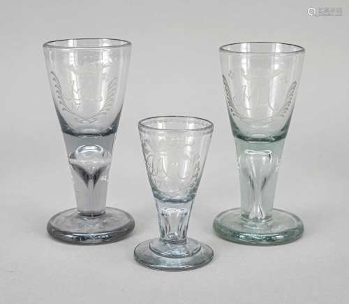 Three goblet glasses, end of the 18t