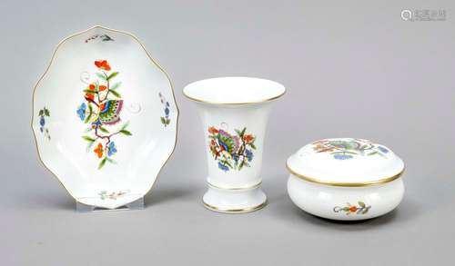 Three ornamental pieces, Meissen, 19