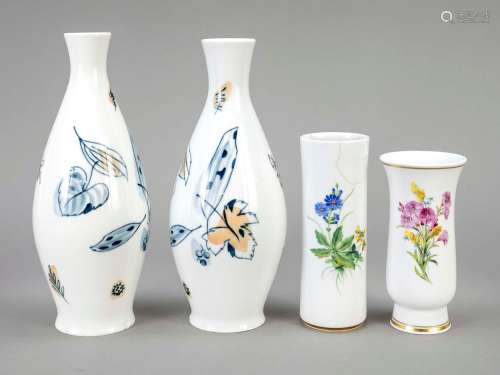 Four vases, Meissen, after 1950, pai