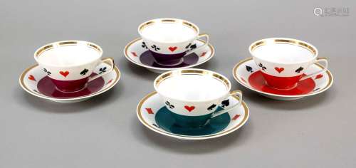 Four tea cups with saucer, Chodziez,