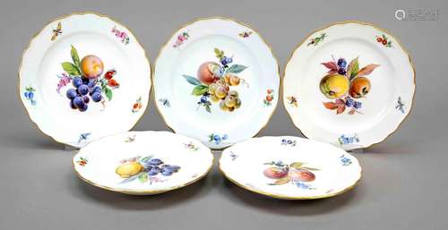 Five dessert plates, Meissen, Knauff