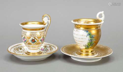 Two Biedermeier cups, w. Thuringia,