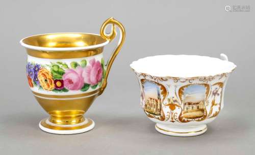 Two cups, bell cup with rosette hand