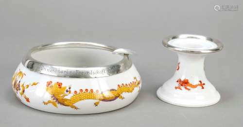 Ashtray and candlestick, Meissen, af