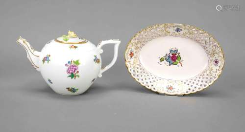 Teapot and bowl, Herend, marks after