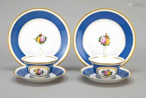 Two tea sets, 6 pieces, Nymphenburg,