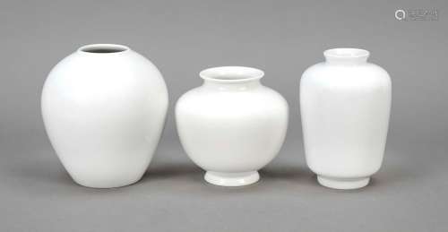 Three vases, KPM Berlin, 20th centur