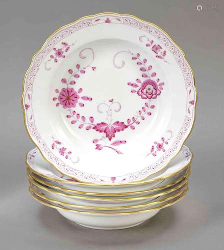 Six soup plates, Meissen, mostly 195