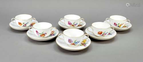 Six soup cups with saucers, KPM Berl