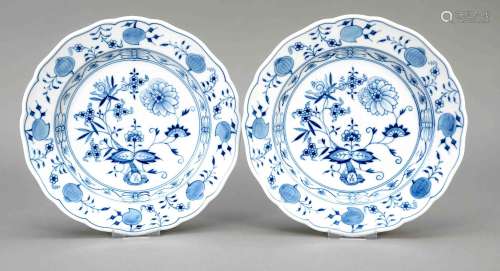 Two shallow dinner plates, Meissen,