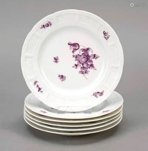 Six bread plates, Nymphenburg, mark